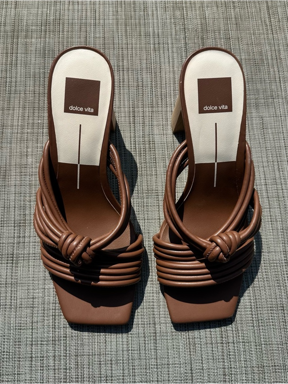Dolce Vita Brown Knotted Strap Block Heel Mules Women’s Size 8.5 Slip On Shoe - Picture 7 of 11